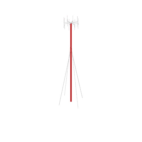 Screenshot of VDF antenna, red pole, white antennae