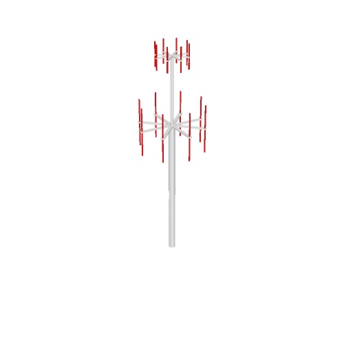 Screenshot of VDF / UDF antenna, white pole, red antennae