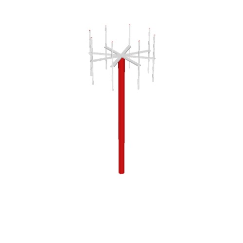 Screenshot of VDF antenna, red pole, white antennae
