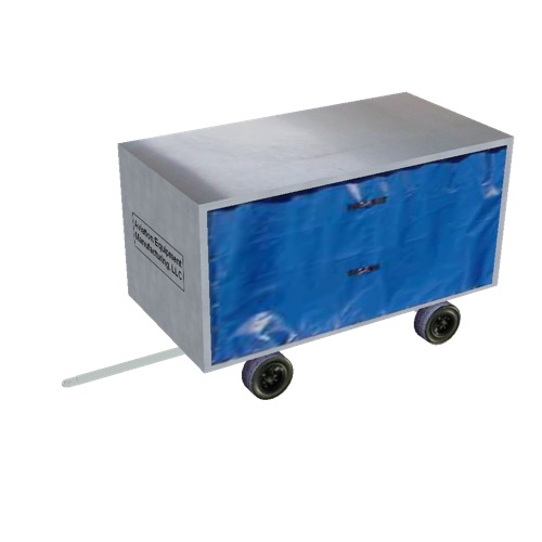 Screenshot of Baggage cart, covered, partially open, white/blue