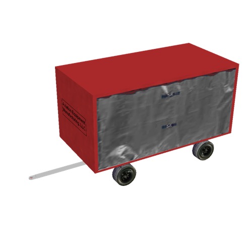 Screenshot of Baggage cart, covered, closed, single, red/grey