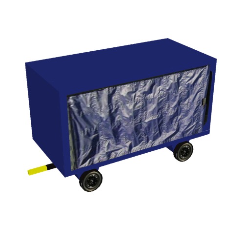 Screenshot of Baggage cart, covered, closed, single, blue