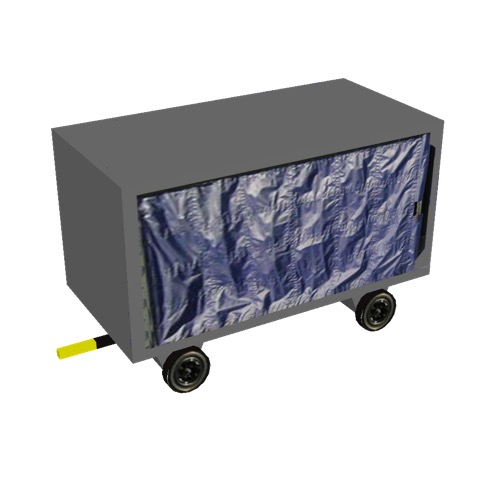 Screenshot of Baggage cart, covered, closed, single, grey/blue
