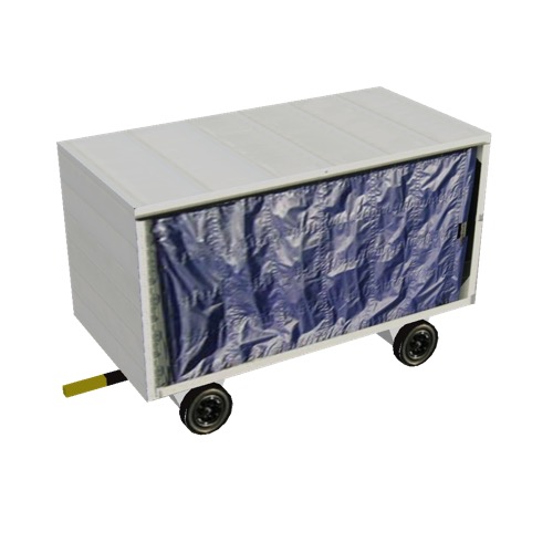 Screenshot of Baggage cart, covered, closed, single, white/blue