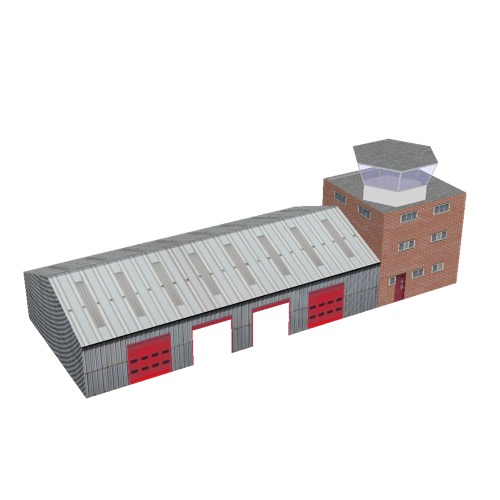 Screenshot of Fire station, metal, four bays, office and hex tower