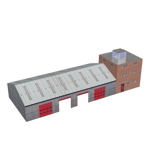 Screenshot of Fire station, metal, four bays, office and square tower