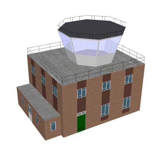 Screenshot of Tower, brick + brown, 2 storey, octagonal control room