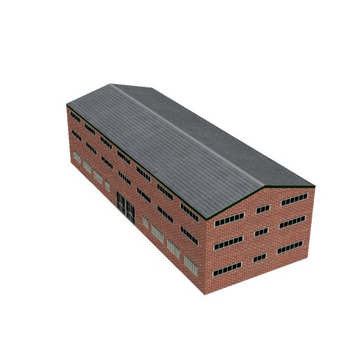 Screenshot of Office, red brick, grey roof, 3 floors