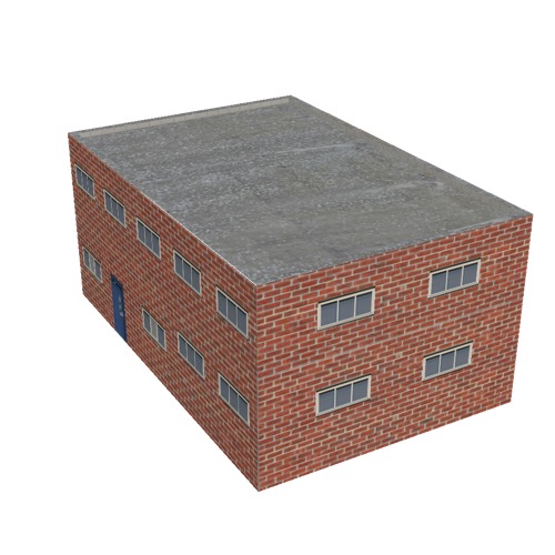 Screenshot of Office, red brick, grey roof, 2 floors