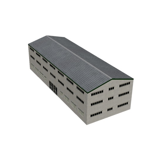 Screenshot of Office, grey brick, grey roof, 3 floors