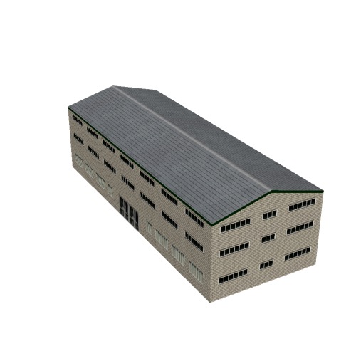 Screenshot of Office, light brick, grey roof, 3 floors