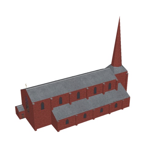 Screenshot of Church, stone, red, spire, 40m