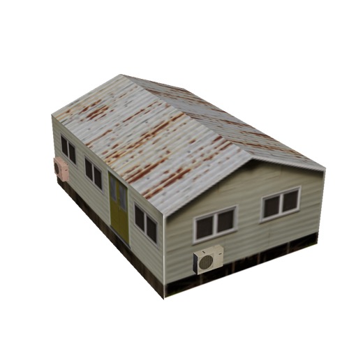 Screenshot of House, Wooden, Small, Tan, Grey Rusty Roof