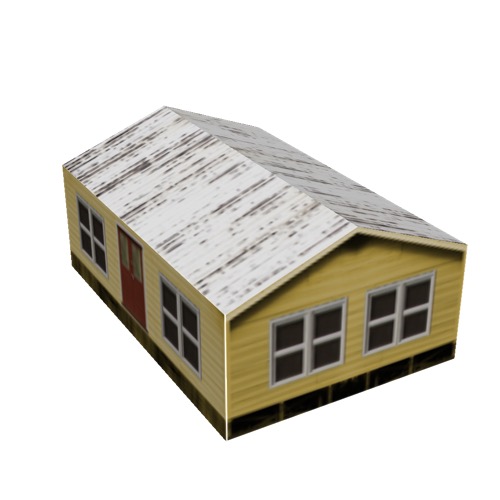 Screenshot of House, Wooden, Small, Yellow, White Roof