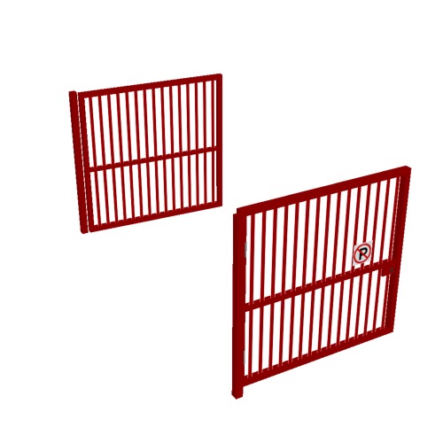 Screenshot of Gate, Red Steel Pallisade, Double 5m x 2.5m, Closed