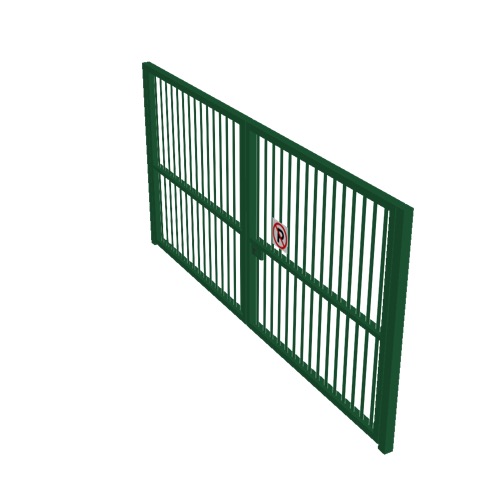Screenshot of Gate, Green Steel Pallisade, Double 5m x 2.5m, Closed