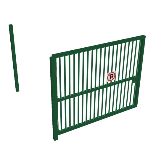 Screenshot of Gate, Green Steel Pallisade, 3m x 2.5m, Open