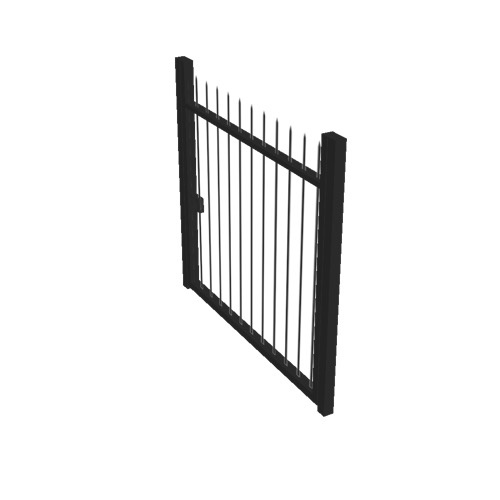 Screenshot of Gate, Black Steel Railing, 1m x 2.5m, Closed