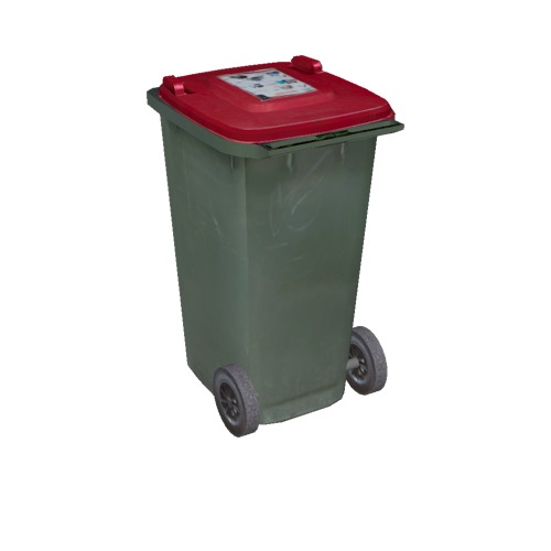 Screenshot of Wheelie bin, small, green, red lid