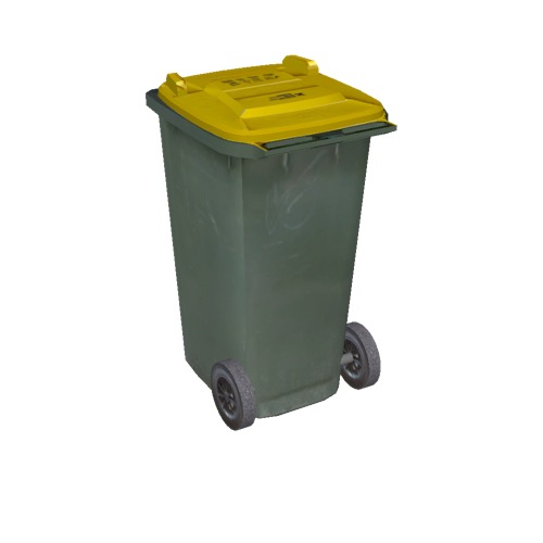 Screenshot of Wheelie bin, small, green, yellow lid