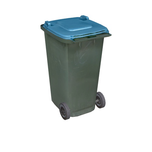 Screenshot of Wheelie bin, large, green, blue lid