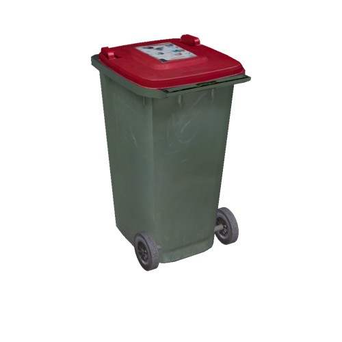 Screenshot of Wheelie bin, large, green, red lid