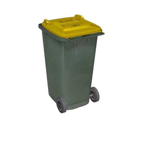 Screenshot of Wheelie bin, large, green, yellow lid
