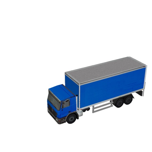 Screenshot of Box truck, 3-Axle Mercedes, blue