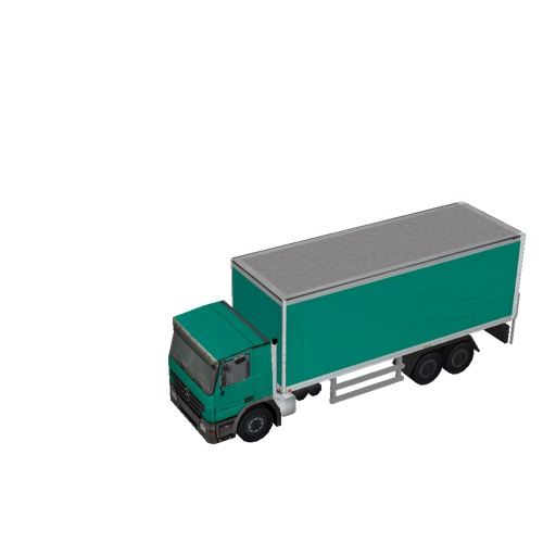 Screenshot of Box truck, 3-Axle Mercedes, green