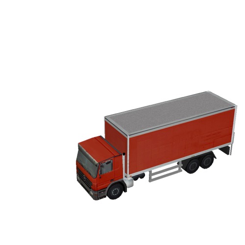 Screenshot of Box truck, 3-Axle Mercedes, red