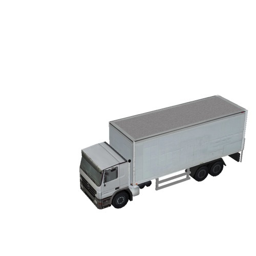 Screenshot of Box truck, 3-Axle Mercedes, White