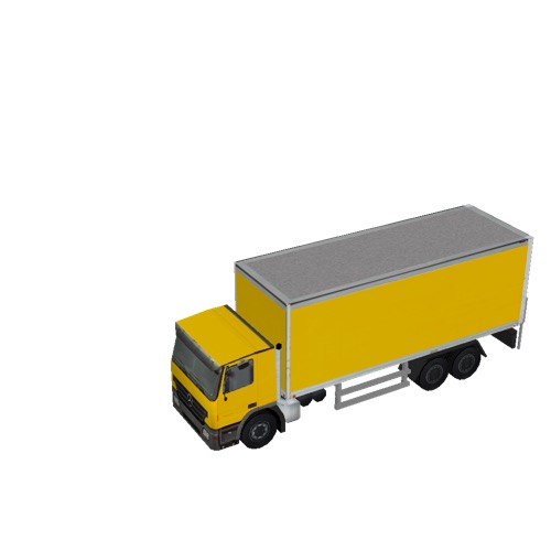 Screenshot of Box truck, 3-Axle Mercedes, yellow