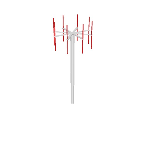 Screenshot of VDF antenna, white pole, red antennae