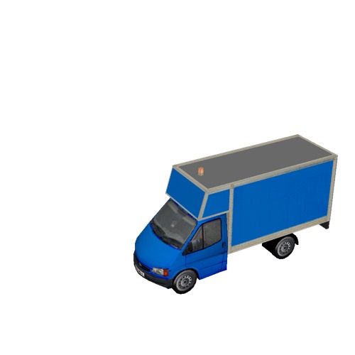 Screenshot of Ford Transit box truck, blue 