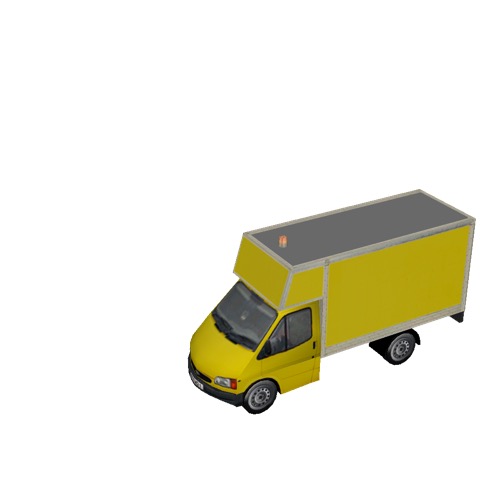 Screenshot of Ford Transit box truck, yellow 