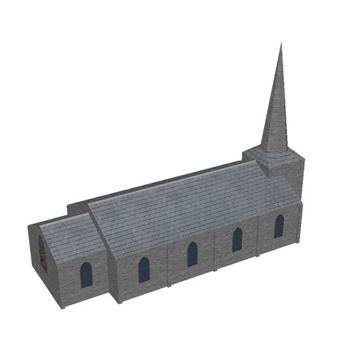 Screenshot of Church, stone, rustic grey, spire, 30m