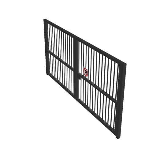 Screenshot of Gate, Black Steel Pallisade, Double 5m x 2.5m, Closed