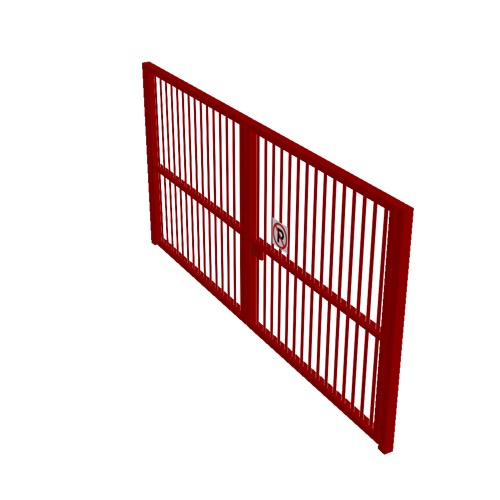 Screenshot of Gate, Red Steel Pallisade, Double 5m x 2.5m, Closed