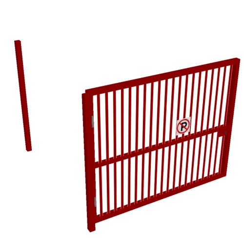 Screenshot of Gate, Red Steel Pallisade, 3m x 2.5m, Open