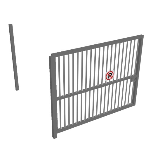 Screenshot of Gate, Grey Steel Pallisade, 3m x 2.5m, Open